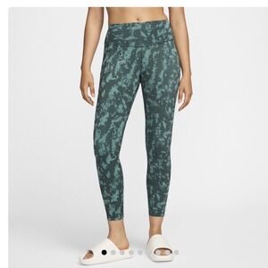 Nike One Dri-FIT Womens High Waisted Leggings Green Abstract Print Size S Small